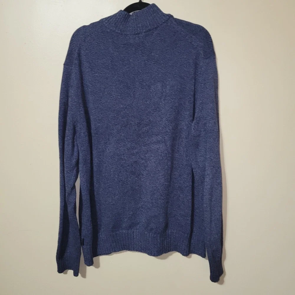 Calvin Klein Cable Knit‎ Sweater Pullover 1/4 Zip Mock Neck Long Sleeve Blue XXL